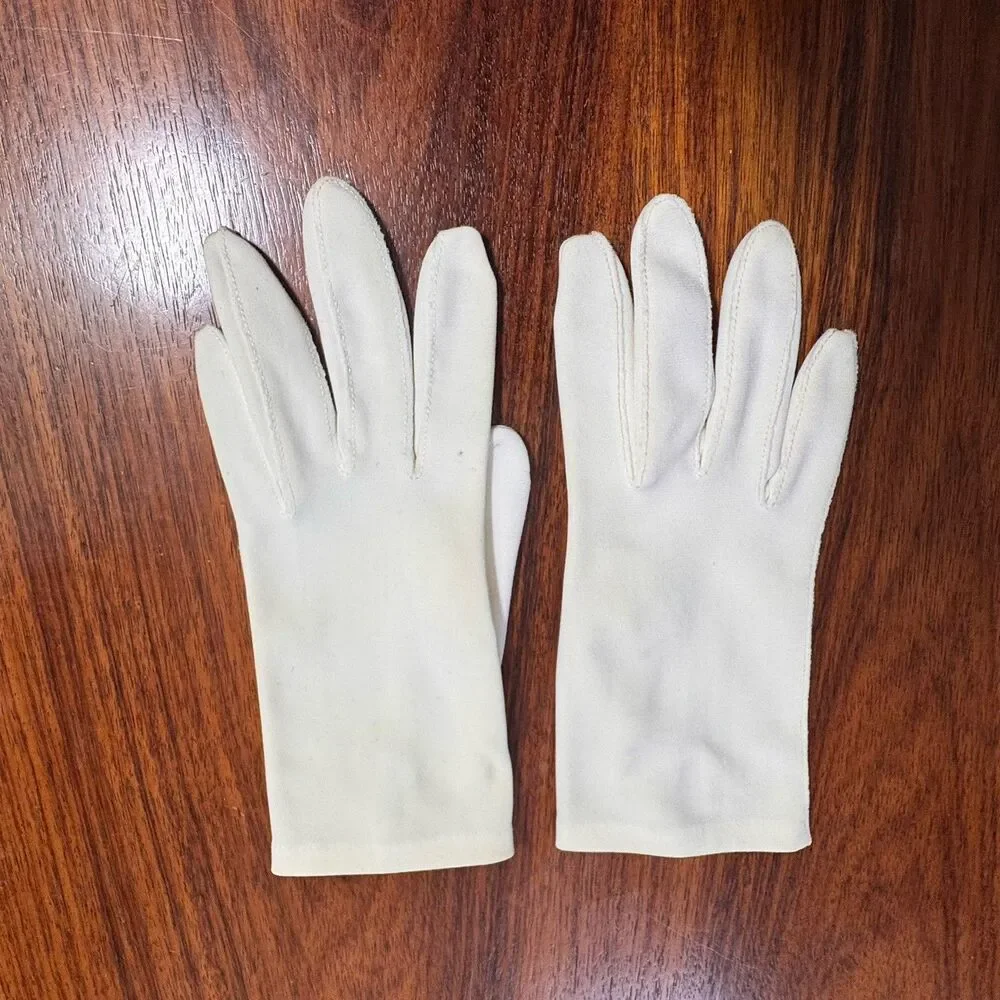 Vintage Fownes Gloves Women Size 7 White Enchante Antron Bridal Dress Gloves